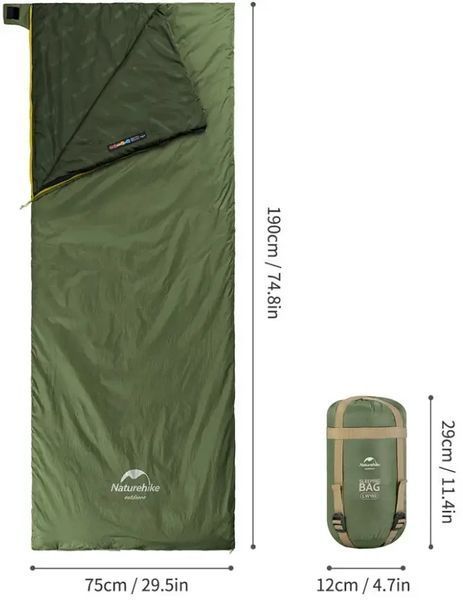 Спальний мішок Літній Naturehike LW180 Mini NH21MSD04 Left Dark Green 3085066008 фото